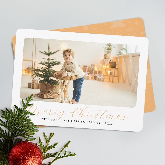 Minimalistisk God Jul Modern Foto  Julkort (Minimalist Merry Christmas Modern Photo Holiday Card)