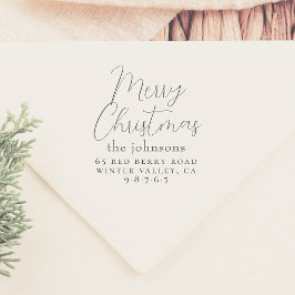 Minimalistisk God jul och seriell Returadress Självfärgande Stämpel