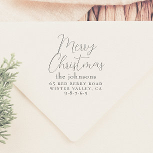 Minimalistisk God jul och seriell Returadress Självfärgande Stämpel