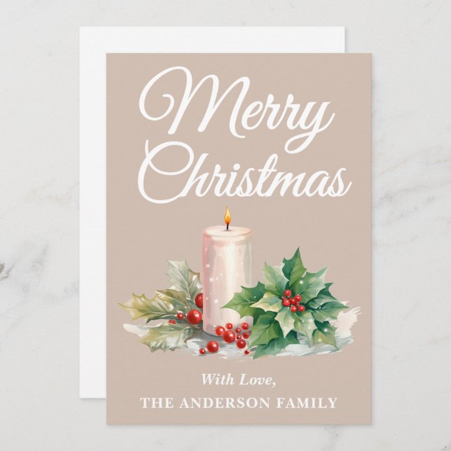 Minimalistisk God jul-taupe Julkort (Fram/baksida)