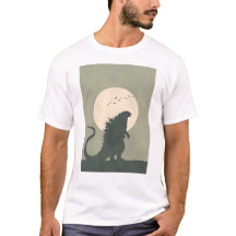 Minimalistisk Godzilla-måne | Djärv Kaiju-silhuett