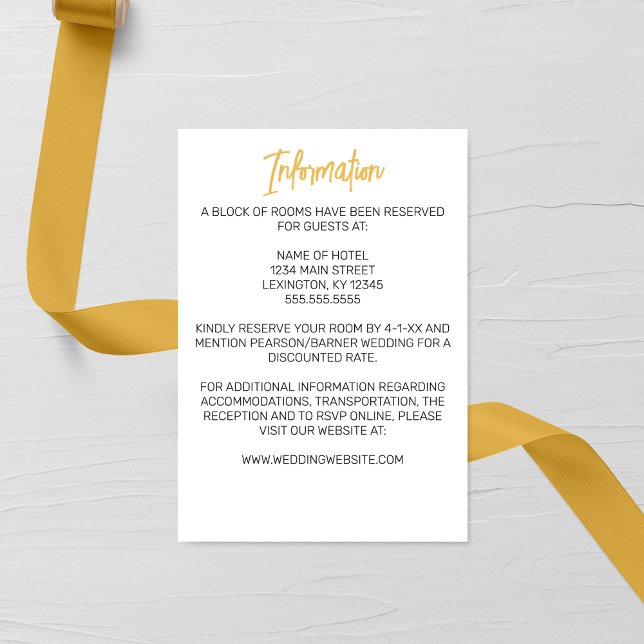 Minimalistisk Golden Calligraphy Bröllop Tilläggskort (Skapare uppladdad)