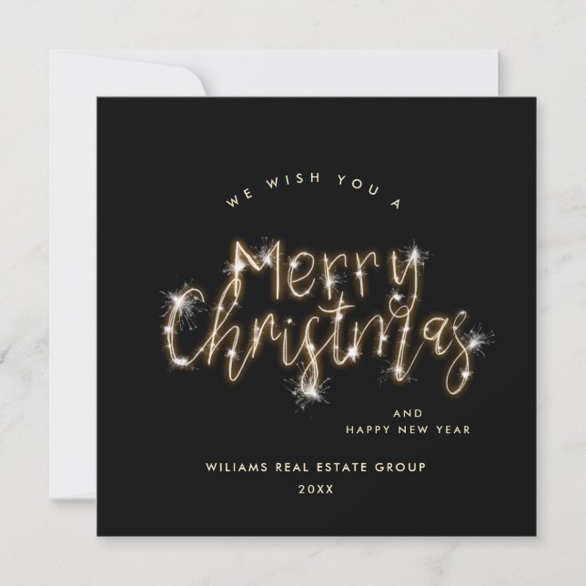 Minimalistisk Golden Gnistra Ljus God jul Julkort (Framsida)