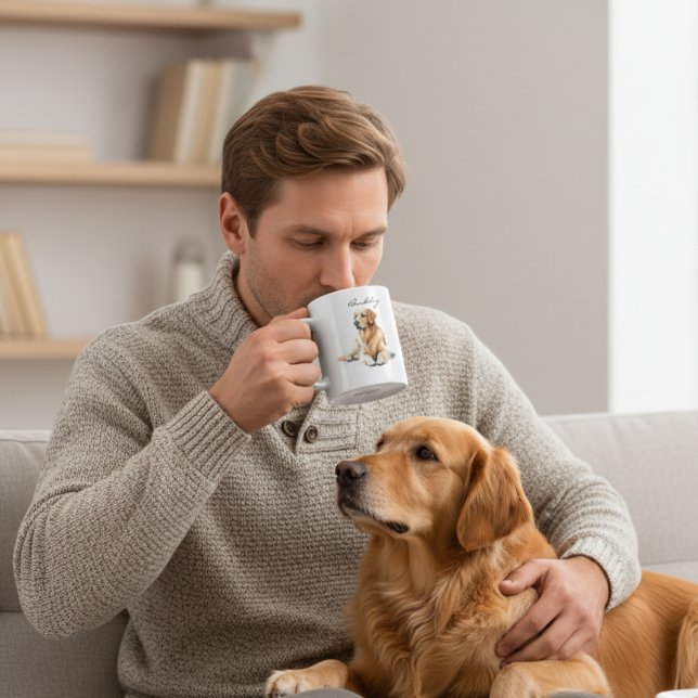 Minimalistisk Golden Retriever  Anpassa Kaffemugg (Skapare uppladdad)