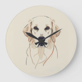 Minimalistisk Golden Retriever Linje Konst Stor Klocka