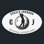 Minimalistisk Golf-design för Elegant Ovalt Klistermärke<br><div class="desc">Eleganten Golf Monogram Design från Edward Eksi med minimal Anpassningsbar. Enkel modifiering av INITIALER och TEXTS efter dina behov.</div>
