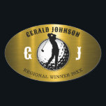 Minimalistisk Golf-design för Elegant Ovalt Klistermärke<br><div class="desc">Eleganten Golf Monogram Design från Edward Eksi med minimal Anpassningsbar. Enkel modifiering av INITIALER och TEXTS efter dina behov.</div>