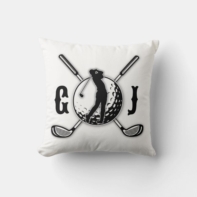 Minimalistisk golf Monogram-design för anpassnings Kudde (Framsida)