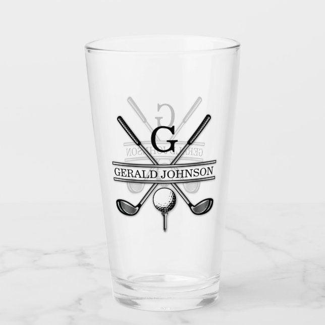 Minimalistisk golf Monogram-design för elegant Glaskopp (Framsida)
