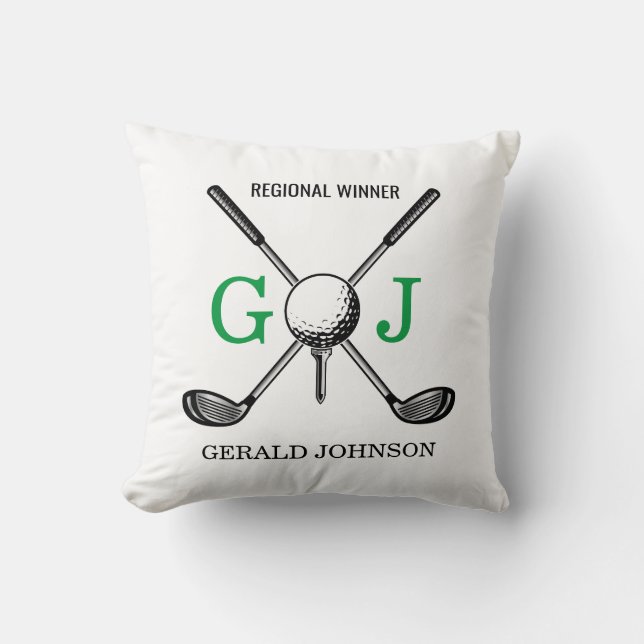 Minimalistisk golf Monogram-design för elegant Kudde (Framsida)