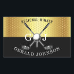 Minimalistisk golf Monogram-design för elegant Rektangulärt Klistermärke<br><div class="desc">Eleganten Golf Monogram Design från Edward Eksi med minimal Anpassningsbar. Enkel modifiering av INITIALER och TEXTS efter dina behov.</div>