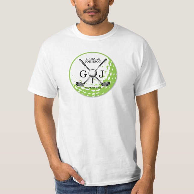 Minimalistisk golf Monogram-design för elegant T Shirt (Framsida)