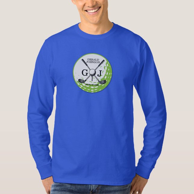 Minimalistisk golf Monogram-design för elegant T Shirt (Framsida)