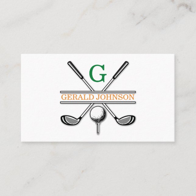 Minimalistisk golf Monogram-design för elegant Visitkort (Framsida)