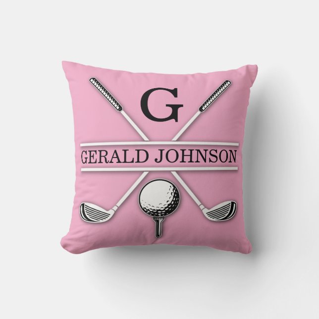 Minimalistisk Golf Monogram Design Rosa Dekorativ  Kudde (Framsida)
