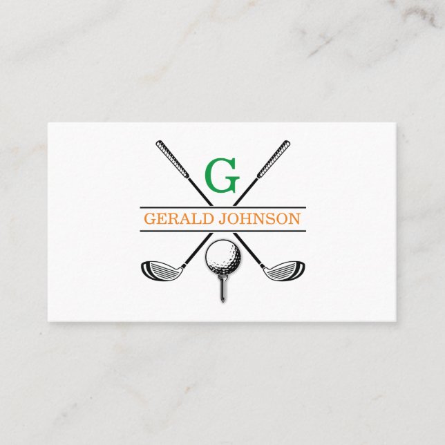 Minimalistisk Golf Monogram-design Visitkort (Framsida)