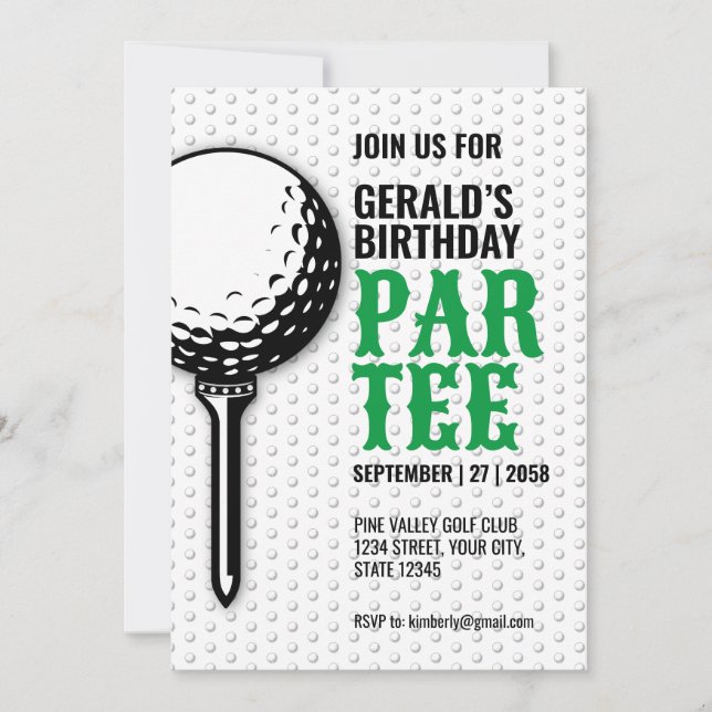 Minimalistisk Golf Party-design Inbjudningar (Framsida)