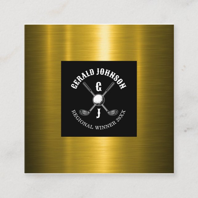 Minimalistisk golfmonogramdesign fyrkantigt visitkort (Framsida)