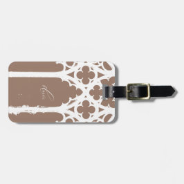 Minimalistisk gotisk fönster kalligrafi mocha brun bagagebricka