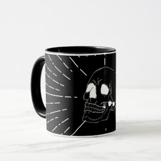 Minimalistisk gotisk skallekonst Svart kaffemugg
