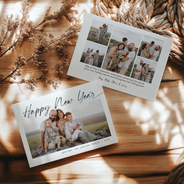 Minimalistisk Gott Nytt År Modern Skrift Jul Julkort (Skapare uppladdad)