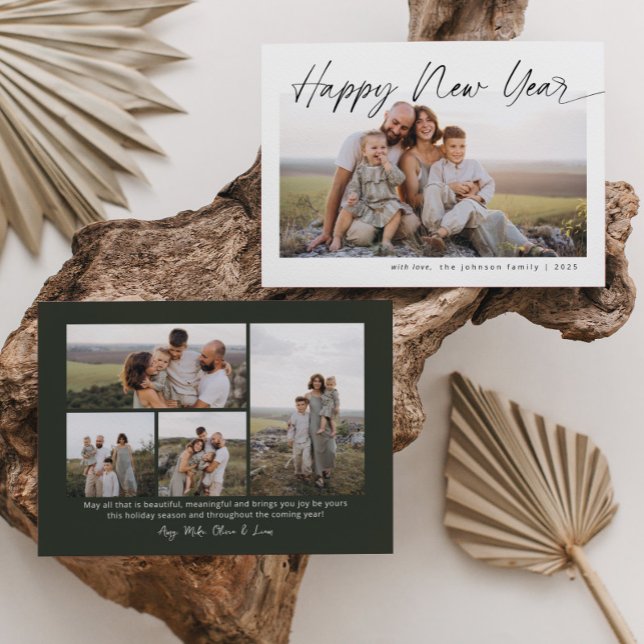 Minimalistisk Gott Nytt År Modernt Skript Jul Julkort (Skapare uppladdad)