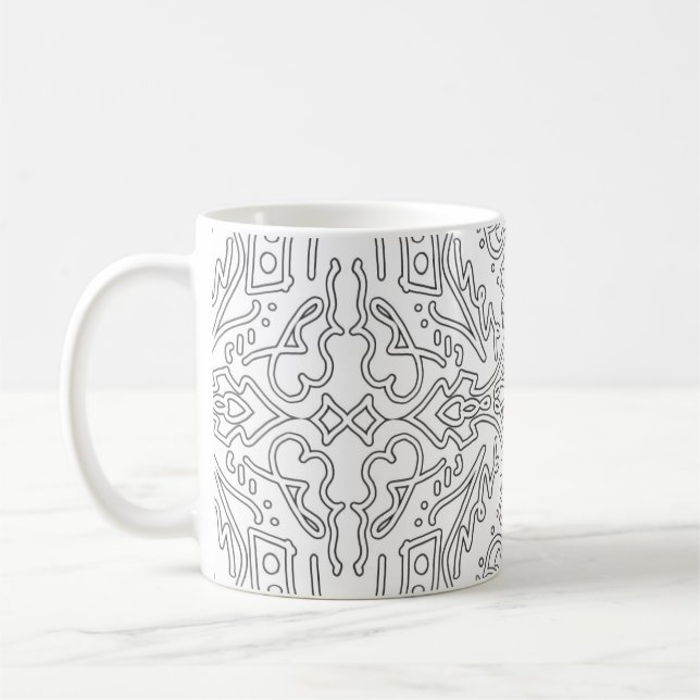 Minimalistisk grå blommönster kaffemugg (Vänster)
