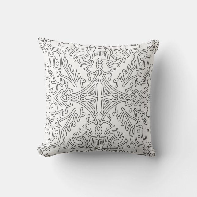 Minimalistisk grå blommönster kudde (Framsida)