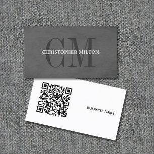 Minimalistisk grå fet monogram QR-kod konsult Visitkort