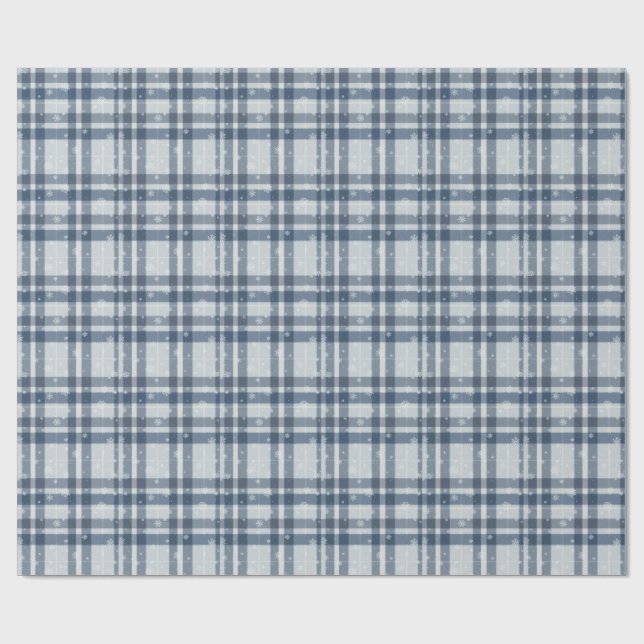 Minimalistisk grå och silver vinterrutig presentpapper (Platt)