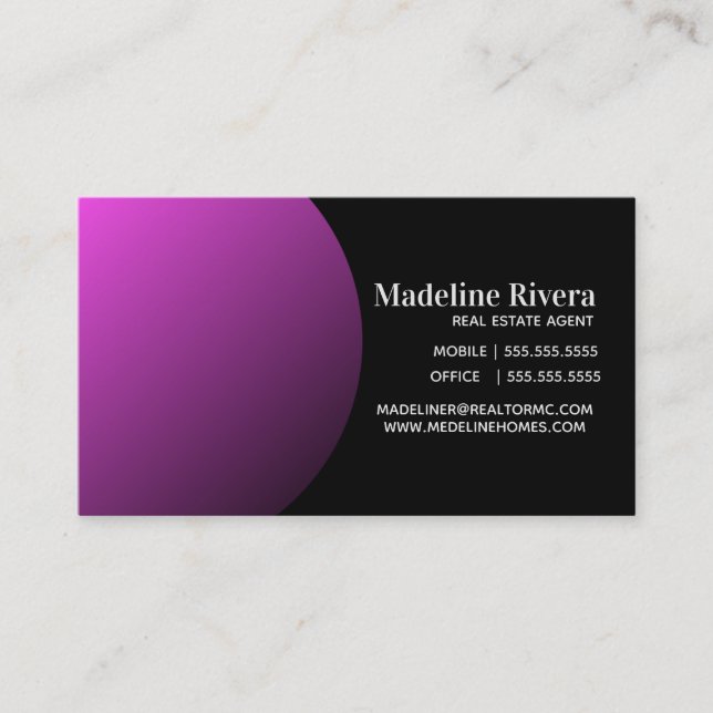 Minimalistisk Gradient Lila Fastighetsmäklare Visitkort (Framsida)