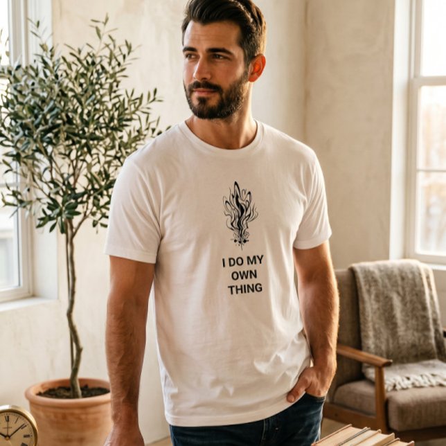 Minimalistisk grafisk "Jag gör mitt eget" vit T Shirt (Skapare uppladdad)