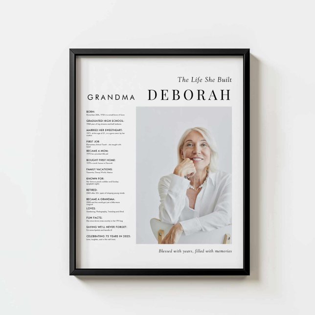 Minimalistisk Grandma Life-artikel Poster (Minimalist Photo Life Story Poster)