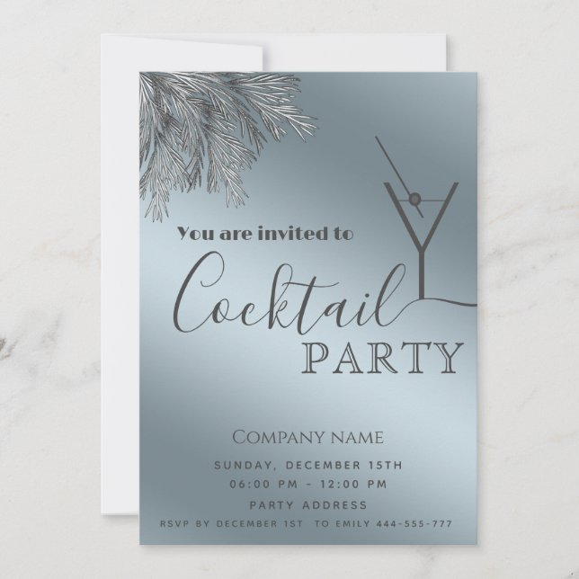 Minimalistisk gräs-gren-cocktail party-jul inbjudningar (Framsida)