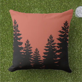 Minimalistisk gräs träd silhouette terra cotta kudde
