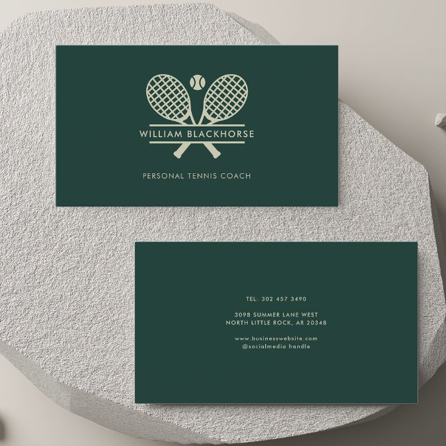 Minimalistisk Gräsmatta Tennis Professionell Sport Visitkort (Minimalist Lawn Tennis Professional Sports Coach Business Card)