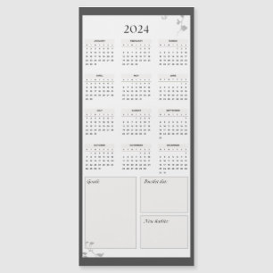 Minimalistisk Grått 2024 Magnet-kalender