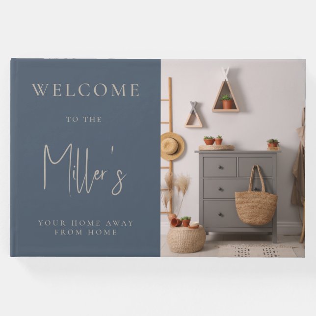 Minimalistisk Grått Beige Airbnb Vacation Rental Gästböcker (Framsida)