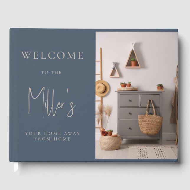 Minimalistisk Grått Beige Airbnb Vacation Rental Gästböcker (Framsida)