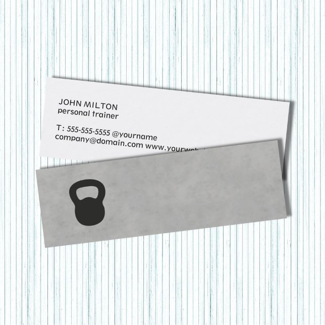 Minimalistisk Grått Black Kettle Bell Personal Tra Mini Visitkort (Skapare uppladdad)
