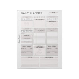 Minimalistisk Grått Daily Planner - Anpassadet Nam Anteckningsblock