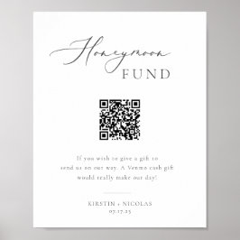Minimalistisk Grått Honeymånfond QR-kod Poster