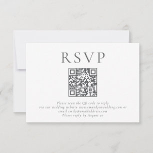 Minimalistisk Grått-text QR-kod Bröllop OSA Kort