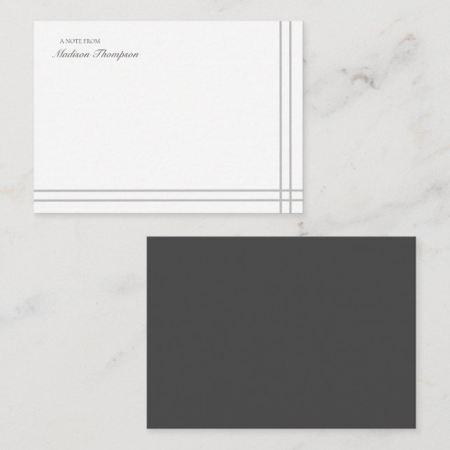 Minimalistisk Grått White 2 Side Dubbla Gräns Anteckningskort (Fram/baksida)