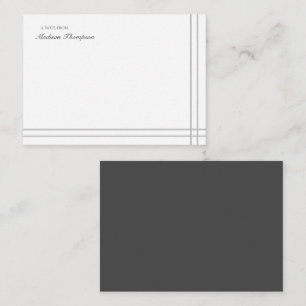 Minimalistisk Grått White 2 Side Dubbla Gräns Anteckningskort
