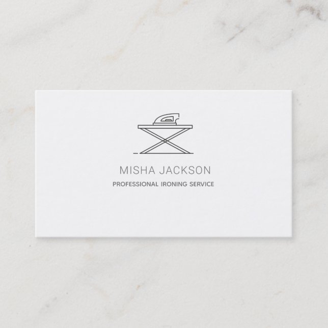 Minimalistisk Grått White-Professionell strykning  Visitkort (Framsida)