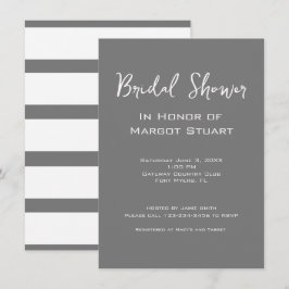 Minimalistisk Grått White Script Stripe-Möhippa Inbjudningar