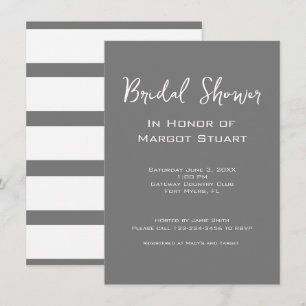 Minimalistisk Grått White Script Stripe-Möhippa Inbjudningar