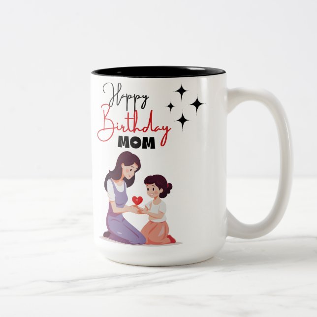 Minimalistisk grattis på födelsedagen mamma Två-Tonad mugg (Höger)