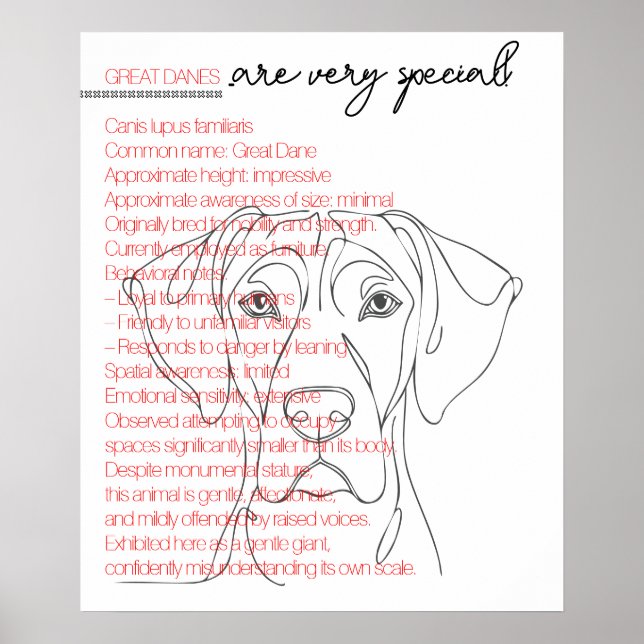 Minimalistisk Great Dane-affisch Poster (Framsidan)